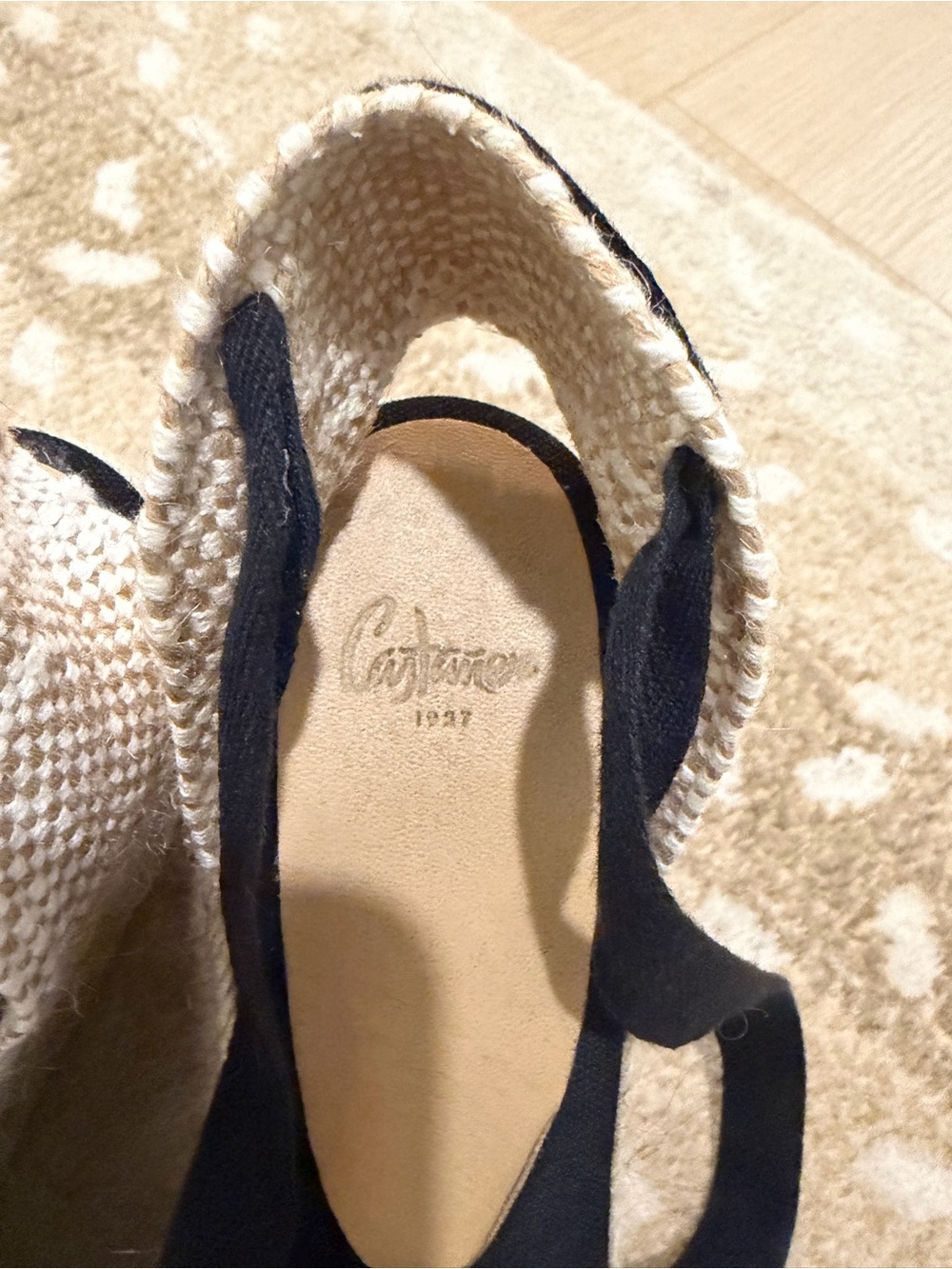 Castaner Black Canvas Espadrille Wedge with Ankle Tie - Picture 6 of 6